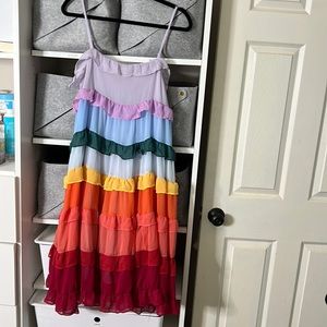 Storia Rainbow tiered dress colorful pastel